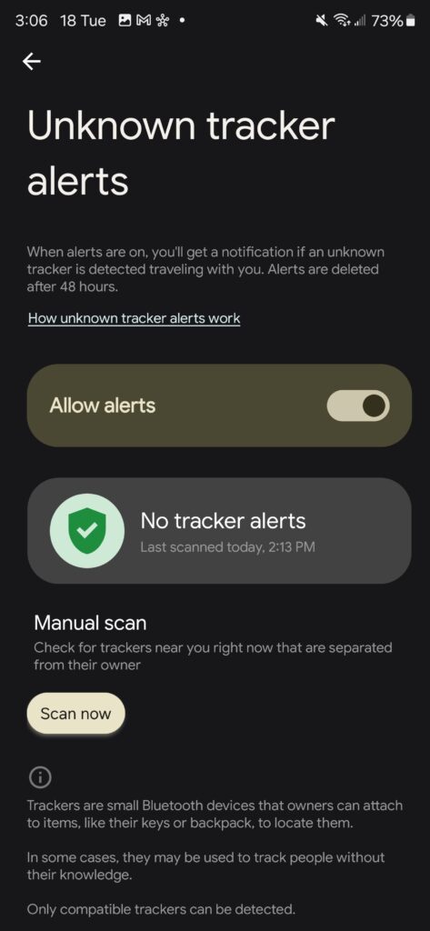 check for unknown trackers