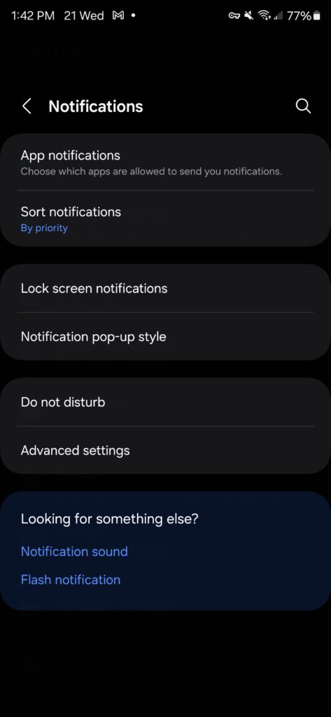 Notification Settings Main Page