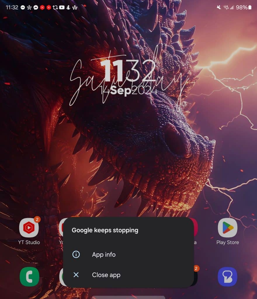 Google App Crashing on Galaxy Z Fold 6