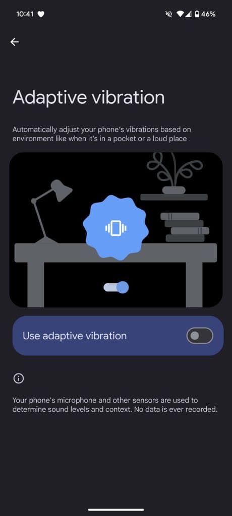 Android 15 Adaptive vibration setting