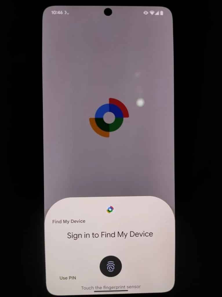 Find My Device biometric login