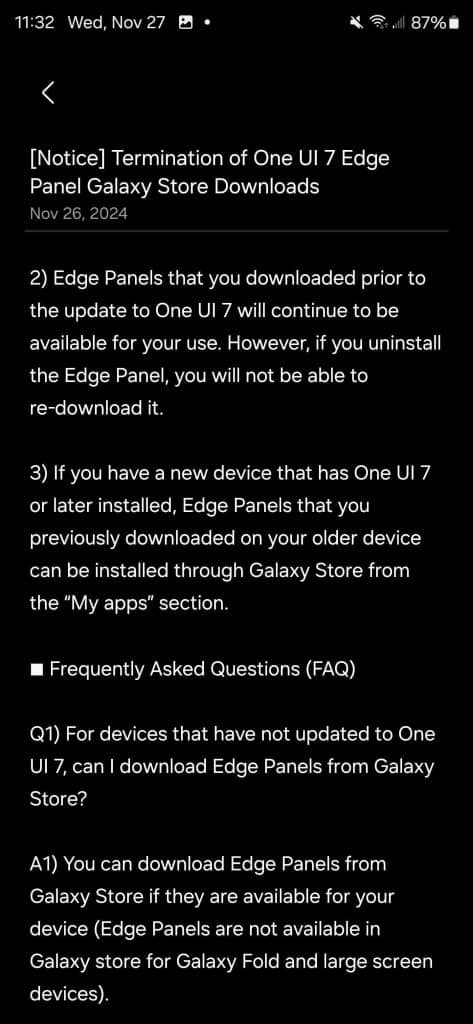 Edge Panels Won’t Be Available in One UI 7.0’s Galaxy Store 2