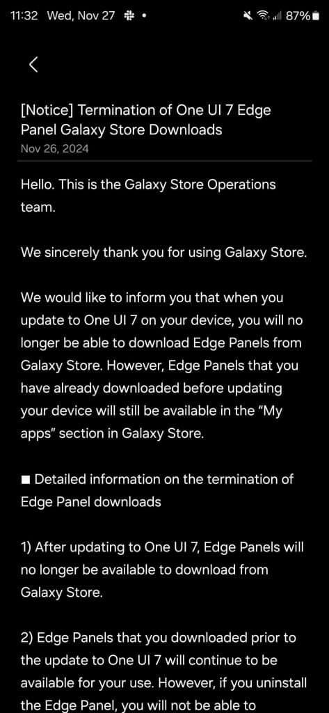 Edge Panels Won’t Be Available in One UI 7.0’s Galaxy Store