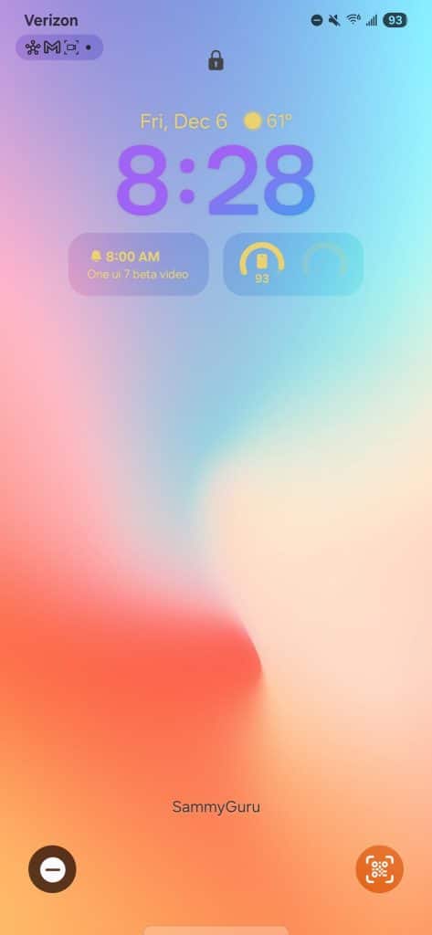 One UI 7 Default Lock Notifications