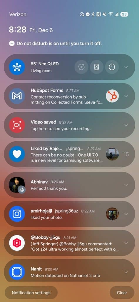 One UI 7 Lock Notifications Expanded