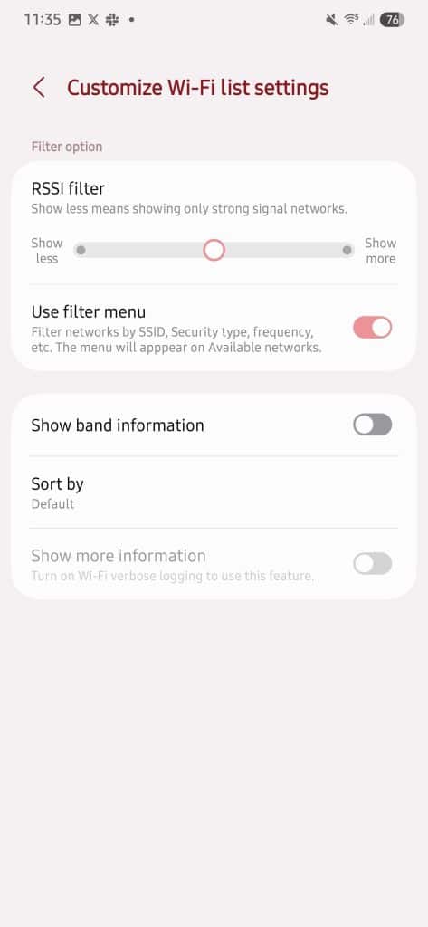 One UI 7 Wi-Fi Filter