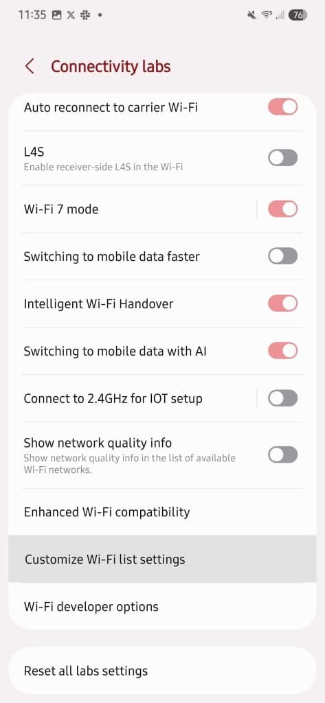 One UI 7 Wi-Fi Filter