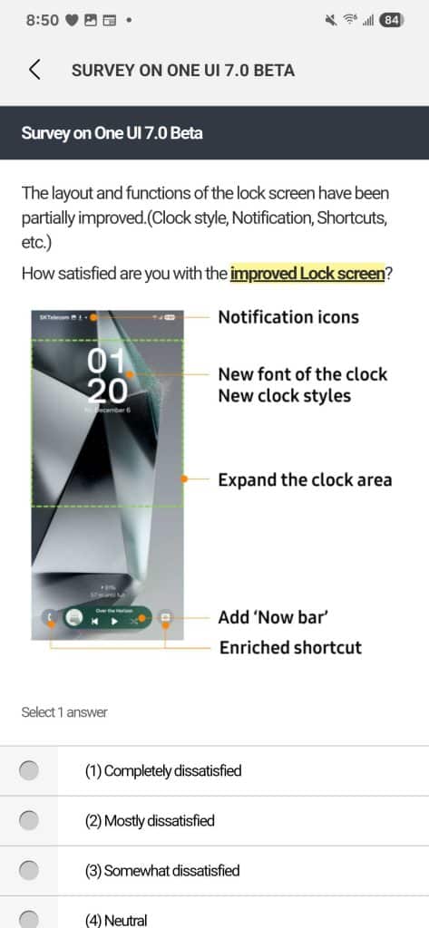 One UI 7.0 Survey