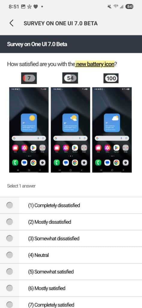 One UI 7.0 Survey