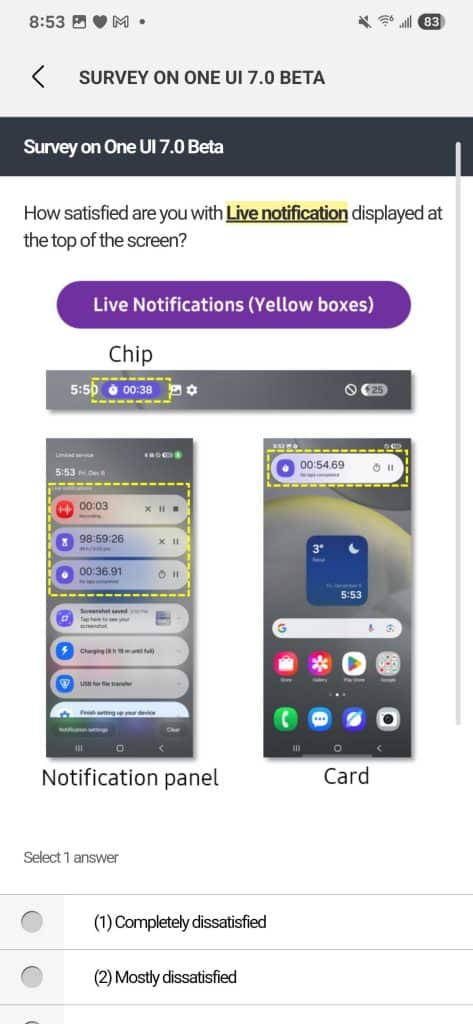 One UI 7.0 Survey