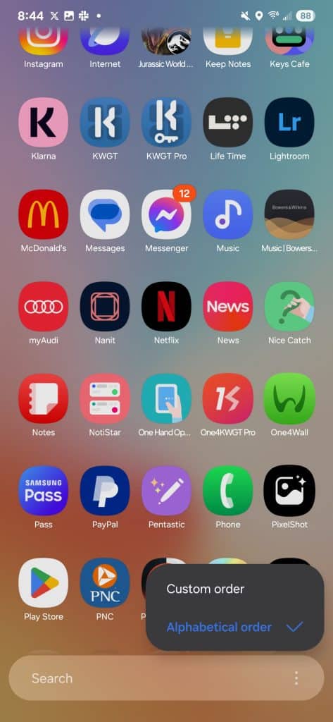 One UI 7.0 Vertical App Drawer