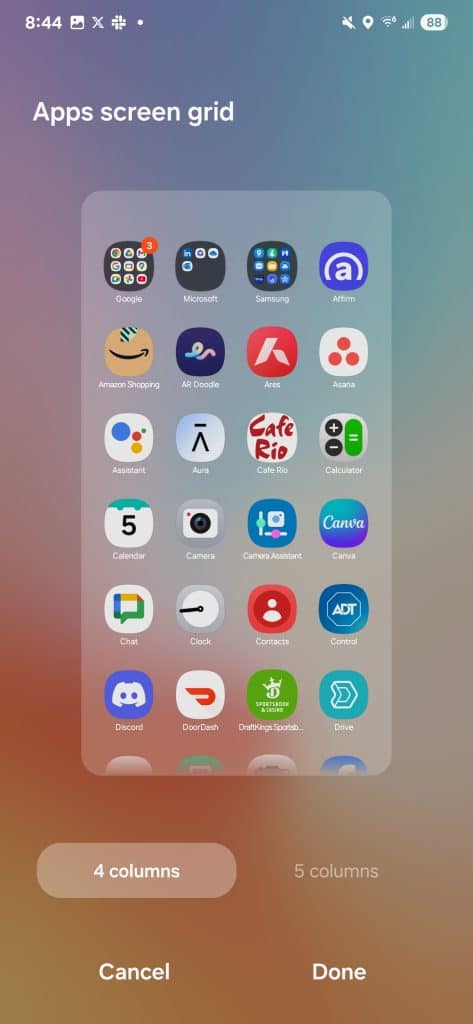 One UI 7.0 Vertical App Drawer