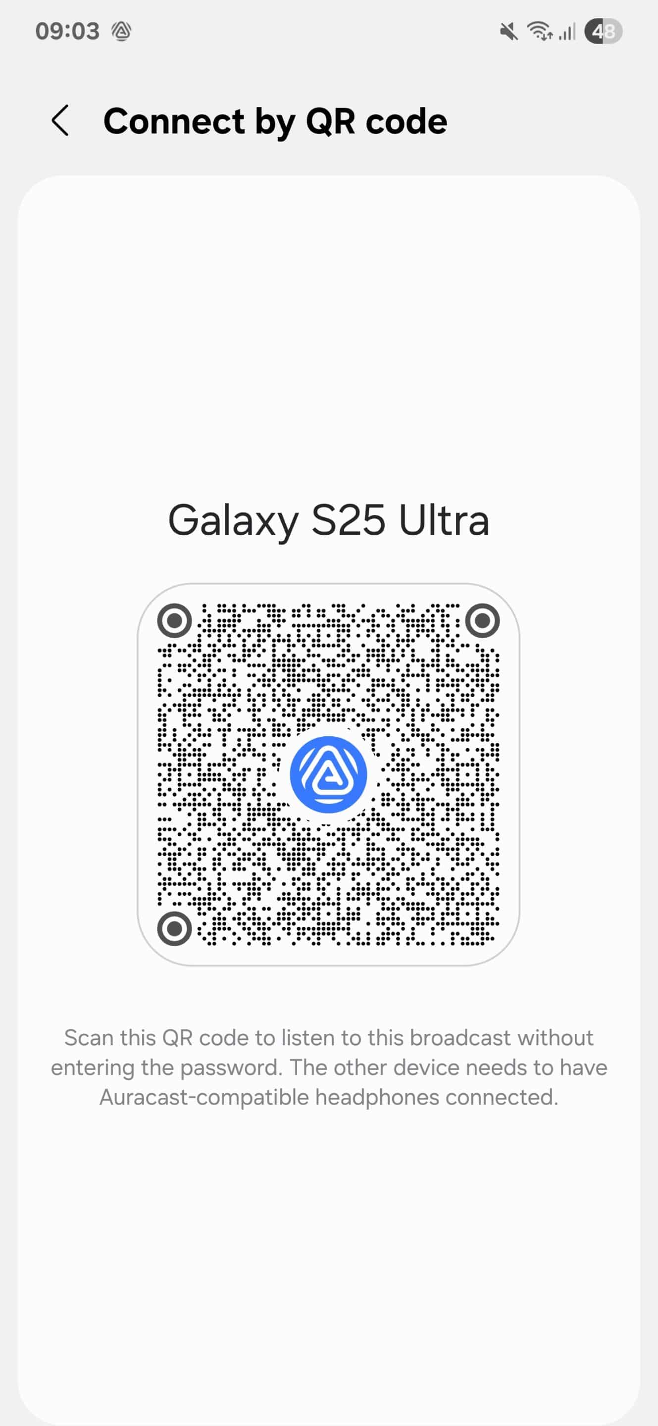 Auracast connect by QR code