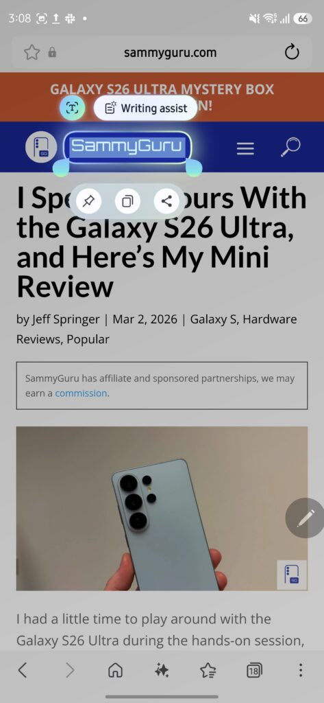 AI Select S Pen Galaxy S26 Ultra