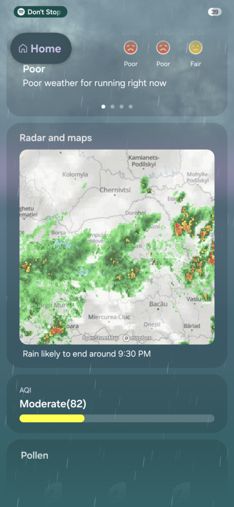 Samsung Weather app Radar Old UI
