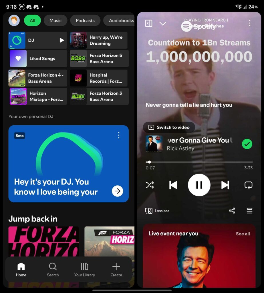 Spotify New UI on Galaxy Z Fold 7 (2)