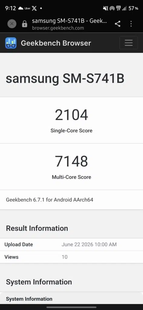Galaxy S26 FE global variant Geekbench 1