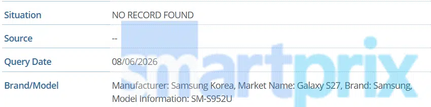 Galaxy S27 GSMA database