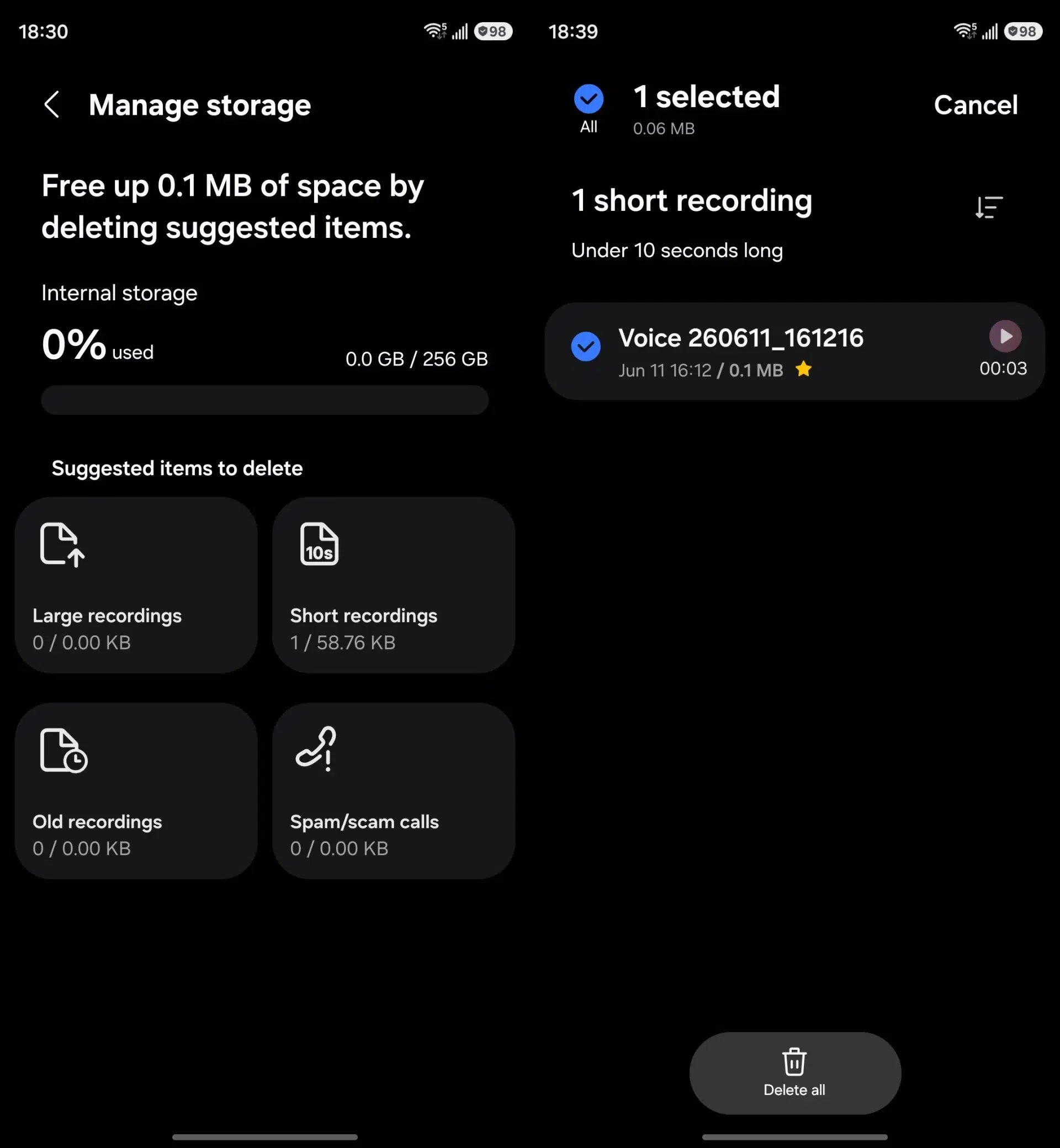 Manage-storage-voice-recorder One UI 9